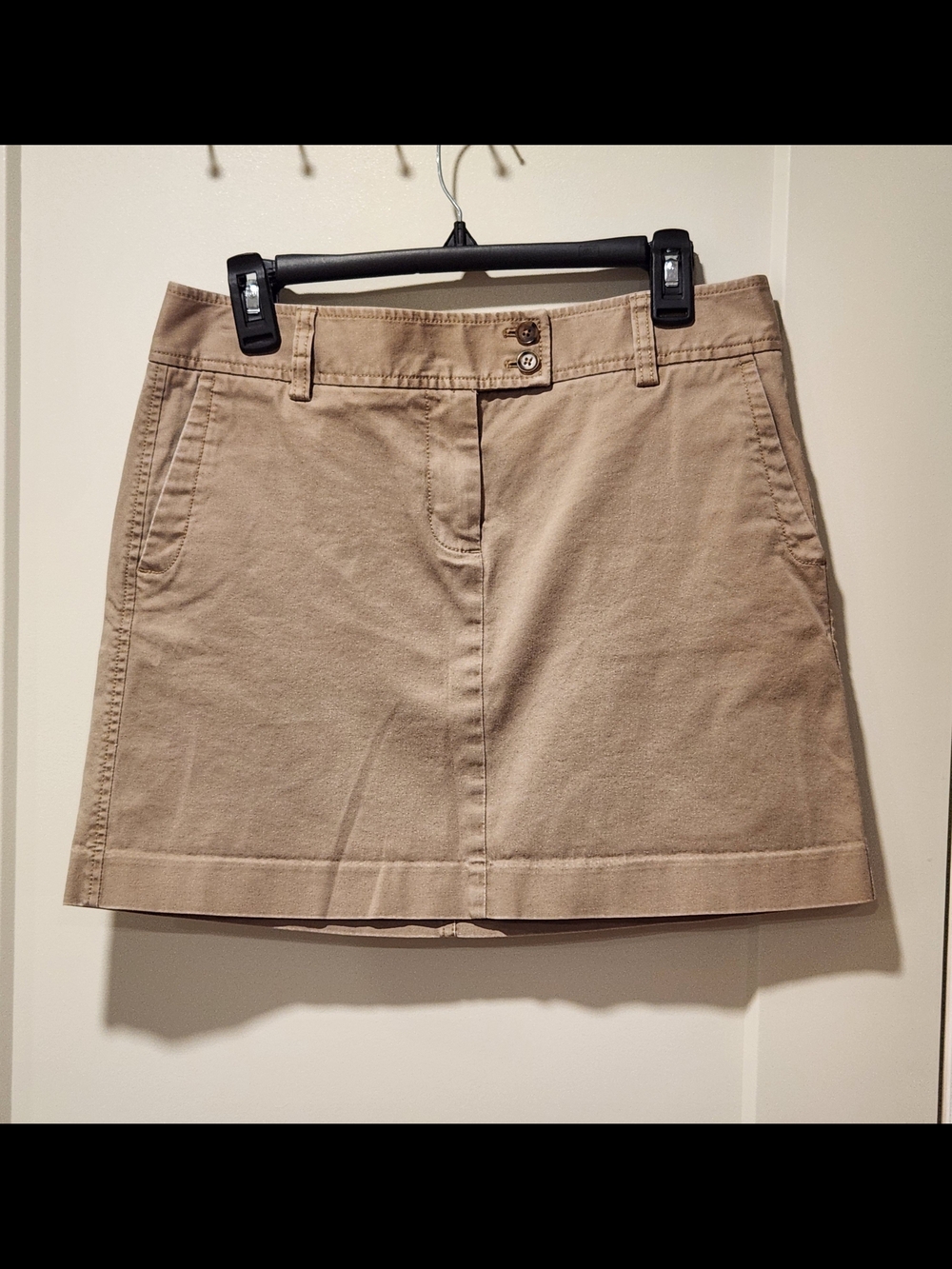 J.Crew Classic Khaki Double Button Chino Mini Skirt